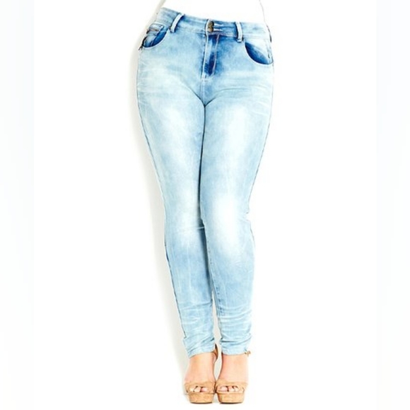 City Chic Denim - Chic Denim Distressed Blue Jeans